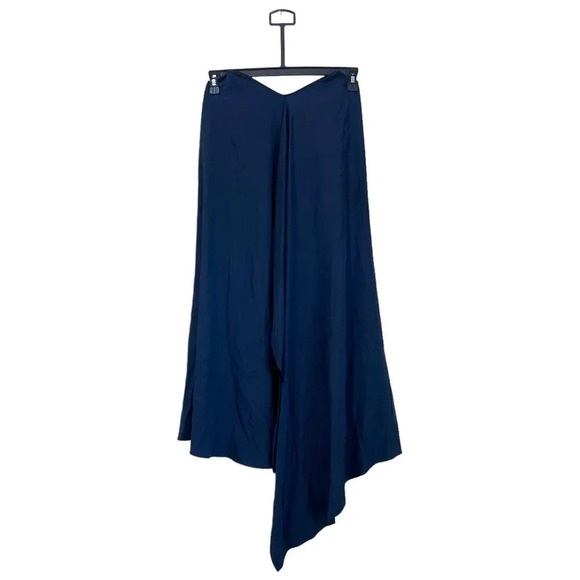 TIBI Strapless Towel Dress Navy Silk Size 2 Chic Effortless Drape Front - Picture 4 of 13